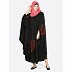Designer Kaftan abaya with embroidery work-Black and Red